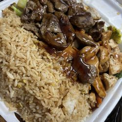 Ichiban Express - Hibachi chicken and steak with fried rice and vegetables