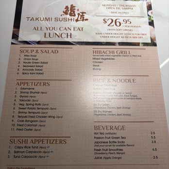 Takumi Sushi AYCE - Menu - Japanese Near Me - Columbus, Ohio Takumi Sushi AYCE - Menu - Japanese Near Me - Columbus, Ohio