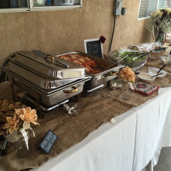 Accents Catering - Set up for the catering by their staff, burlap and flowers sent over as decoration to blend with ours - Caterers Near Me Accents Catering - Set up for the catering by their staff, burlap and flowers sent over as decoration to blend with ours - Caterers Near Me