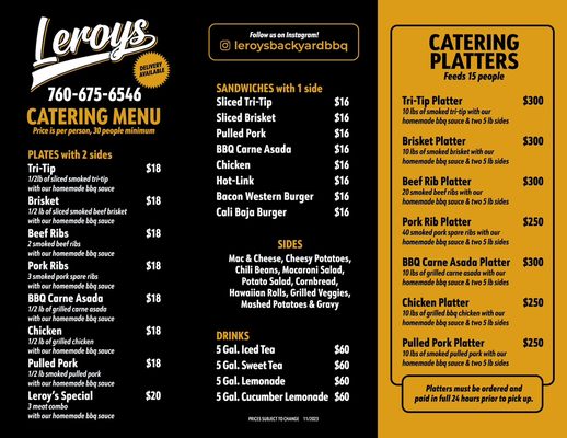 Menu photo 1 Leroys Backyard BBQ El Centro, CA