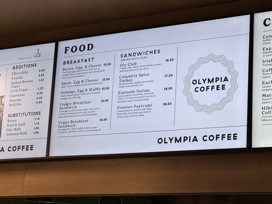 Menu photo 1 Olympia Coffee Seattle, WA Menu photo 1 Olympia Coffee Seattle, WA