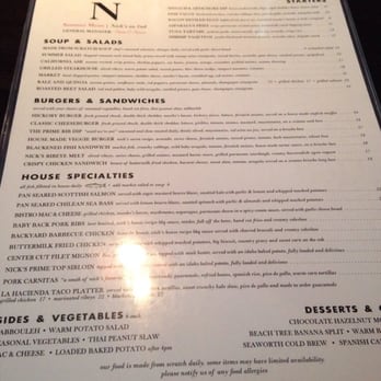 Nick's On 2nd - Menu items - New American Near Me - Long Beach, California Nick's On 2nd - Menu items - New American Near Me - Long Beach, California