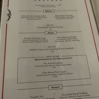 Mama - Menu for the night - Italian Near Me - Oakland, California Mama - Menu for the night - Italian Near Me - Oakland, California