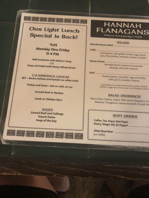 Menu photo 6 Hannah Flanagan's Pub Hendersonville, NC