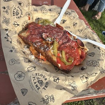 Flour Girl and Flame - Spicy pepperoni with hot honey drizzle - Pizza Near Me - West Allis, Wisconsin