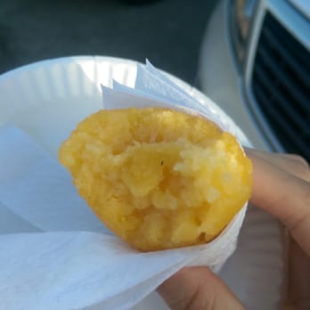 Luquillo Kiosks - Inside Sorullo con queso - Seafood Near Me - Luquillo, Puerto Rico