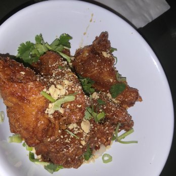Hot Joy - caramel encrusted, scalloped, cilantro wings... smell horrible.. TASTE YU,MMMMMYYYYY - Asian Fusion Near Me - San Antonio, Texas