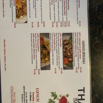 Thai Roses - Lunch menu - Thai Near Me - Portland, Oregon