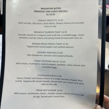Brigantine Bistro - Specials Menu Jan 2025 - New American Near Me - Brigantine, New Jersey