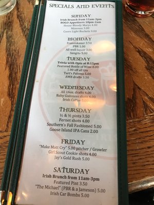 Menu photo 5 Finnigan's Wake Irish Pub Winston-Salem, NC