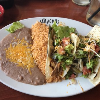 Milagros - Two Soft Tacos Combo One was the Chicken Sweet Green Chile and the other was some type of Pork with Rice & Beans. - Mexican Near Me - Orem, Utah