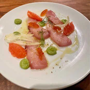 Farmshop - Citrus Cured Hamachi granny smith apples, shiso tempura, hearts of palm fingerlimes & dill oil - Breakfast & Brunch Near Me - Larkspur, California Farmshop - Citrus Cured Hamachi granny smith apples, shiso tempura, hearts of palm fingerlimes & dill oil - Breakfast & Brunch Near Me - Larkspur, California