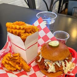 Hot Chix Boston - Nashville Fried Chicken Sandwich and Old Bay Waffle Fries