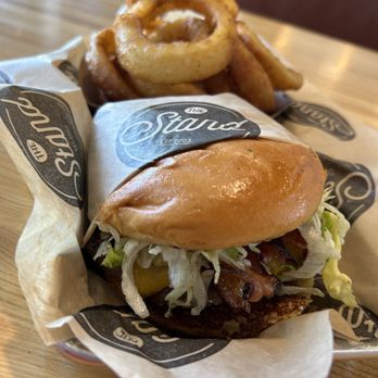 The Stand - ABC burger with onion rings - New American Near Me - Santa Clara, California The Stand - ABC burger with onion rings - New American Near Me - Santa Clara, California