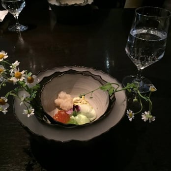 Alinea - First course: Steelhead with english pea and chamomile steam - New American Near Me - Chicago, Illinois Alinea - First course: Steelhead with english pea and chamomile steam - New American Near Me - Chicago, Illinois