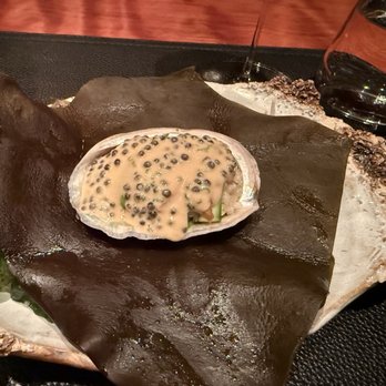Aubergine - Abalone under Japanese Rice - New American Near Me - Carmel, California