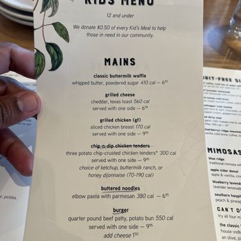 Tupelo Honey Southern Kitchen & Bar - Kids menu - New American Near Me - Irving, Texas