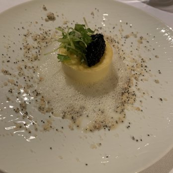Acquerello - Also compliments of the chef. Tasted like a buttery, Parmesan egg soufflé with caviar. Delicious - Italian Near Me - San Francisco, California