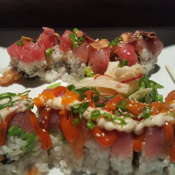 Aiko - Irresistible non seared on top, kamikaze on bottom - Sushi Bars Near Me - Rancho Cordova, California Aiko - Irresistible non seared on top, kamikaze on bottom - Sushi Bars Near Me - Rancho Cordova, California