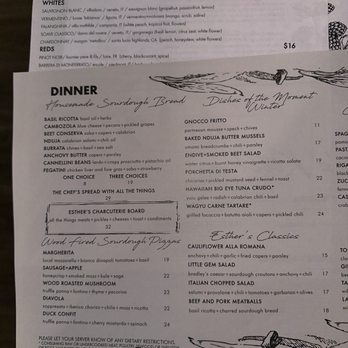 Esther's Kitchen - Dinner Menu (1) - Italian Near Me - Las Vegas, Nevada