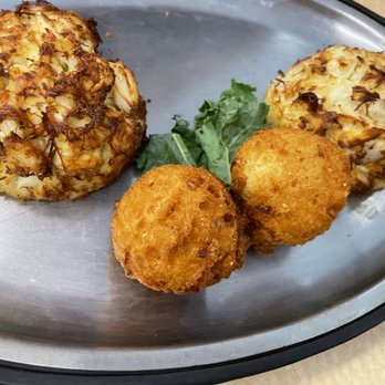 Surf Rider Bluewater - Two crab cake entree with hush puppies - Seafood Near Me - Hampton, Virginia