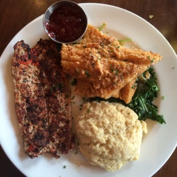 Fork - Corn-crusted trout, sausage and biscuit. - New American Near Me - Boise, Idaho