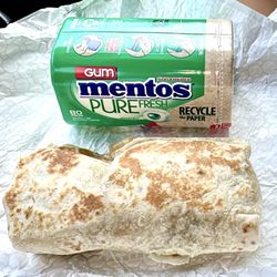 Pollo Tropical - Chicken Ceaser Wrap (with gum dispenser for size comparison)