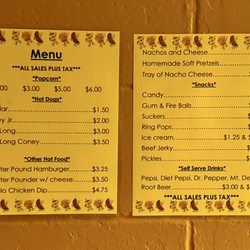 Lynn Drive-in Movie Theater - Full Concession Stand Menu