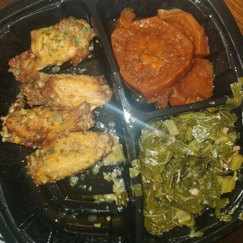 Our Papa's Kitchen - Garlic parm wings average yams   collards ok - Soul Food Near Me - Miami, Florida