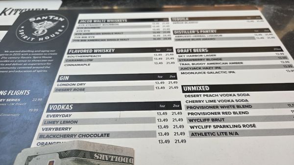 Menu photo 1 SanTan Spirit House Phoenix, AZ