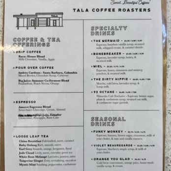 Tala Coffee Roasters - Drink Menu - Cafes Near Me - Winnetka, Illinois Tala Coffee Roasters - Drink Menu - Cafes Near Me - Winnetka, Illinois