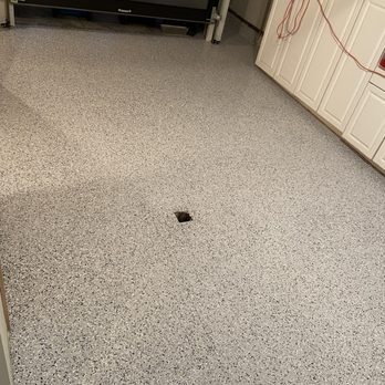 Angel's Paint & Epoxy - Angels Epoxy Floor preparation and end of day 1 ready for final clear coat on day 2.. - Flooring Near Me Angel's Paint & Epoxy - Angels Epoxy Floor preparation and end of day 1 ready for final clear coat on day 2.. - Flooring Near Me