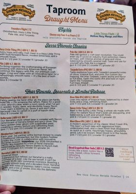 Menu photo 2 Sierra Nevada Taproom Mills River, NC Menu photo 2 Sierra Nevada Taproom Mills River, NC