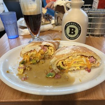 Brownstone Pancake Factory - Cowboy pancake wrap - Breakfast & Brunch Near Me - Edgewater, New Jersey Brownstone Pancake Factory - Cowboy pancake wrap - Breakfast & Brunch Near Me - Edgewater, New Jersey