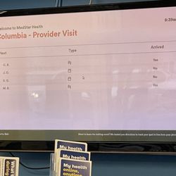 MedStar Health: Urgent Care at Columbia - I like the new check-in monitor. (1.2.26)