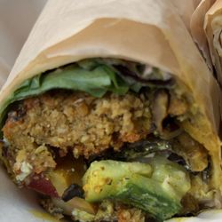 Falafel and mushroom wrap