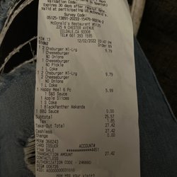 McDonald's - Reciept