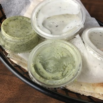 Moby Dick House of Kabob - Bread and a bunch of sauces - Mediterranean Near Me - Tyson's Corner, Virginia Moby Dick House of Kabob - Bread and a bunch of sauces - Mediterranean Near Me - Tyson's Corner, Virginia