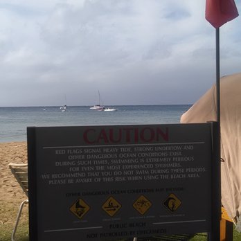 Ka'anapali Beach - ref flag sign warning -dangerous ocean conditions -swimming perilous even for experienced swimmers - Beaches Near Me Ka'anapali Beach - ref flag sign warning -dangerous ocean conditions -swimming perilous even for experienced swimmers - Beaches Near Me
