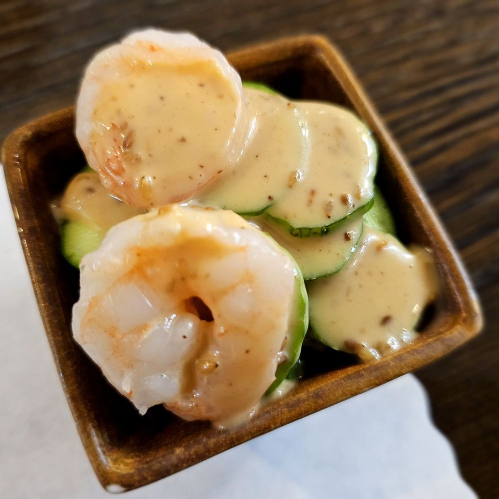 Kantaro Sushi - Shrimp and cucumber with sesame dressing - Sushi Bars Near Me - Torrance, California Kantaro Sushi - Shrimp and cucumber with sesame dressing - Sushi Bars Near Me - Torrance, California