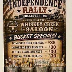 Whiskey Creek Saloon - First weekend inJuly, 2026 - independence rally specials