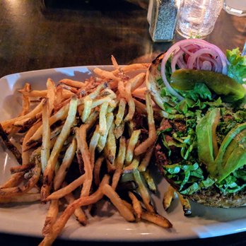 Union Social Eatery - Veggie burger with fries - Burgers Near Me - Mississauga, Ontario Union Social Eatery - Veggie burger with fries - Burgers Near Me - Mississauga, Ontario