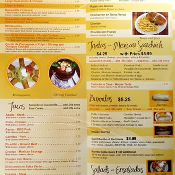 El Salitre - a menu for a mexican restaurant - Mexican Near Me - Schiller Park, Illinois