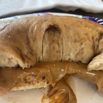 Everything Bagel Cafe - Peanut butter on a chocolate chip bagel - Bagels Near Me - North Wales, Pennsylvania Everything Bagel Cafe - Peanut butter on a chocolate chip bagel - Bagels Near Me - North Wales, Pennsylvania