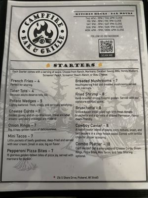 Menu photo 1 Campfire Bar and Grille Pickerel, WI