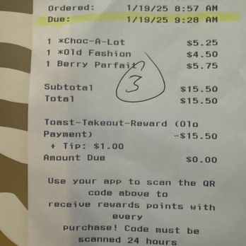 Sidecar Doughnuts & Coffee - Receipt from day of purchase - Donuts Near Me - Costa Mesa, California