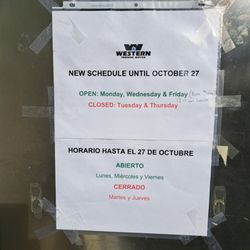 Western Propane Service - OCT 2025 schedule. ALSO: DO NOT BOTHER COMING DURING LUNCH TIME; THEY WILL BE CLOSED FOR LUNCH