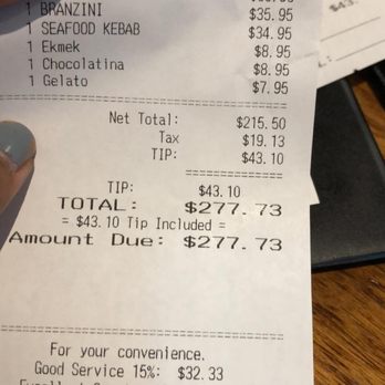 Agora Taverna - Add 20% tip without our permission...wanted to leave q cash tip but clearly they gave no option for this overpriced meal.... - Greek Near Me - Forest Hills, New York