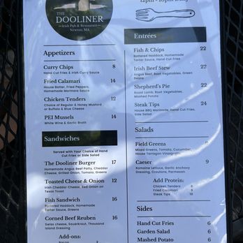 The Dooliner Irish Pub & Restaurant - Food menu - Irish Pub Near Me - Newton, Massachusetts The Dooliner Irish Pub & Restaurant - Food menu - Irish Pub Near Me - Newton, Massachusetts