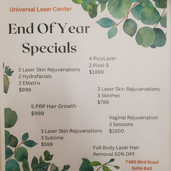 Universal Laser Center - End of the year specials - Laser Hair Removal Near Me - Miami, Florida